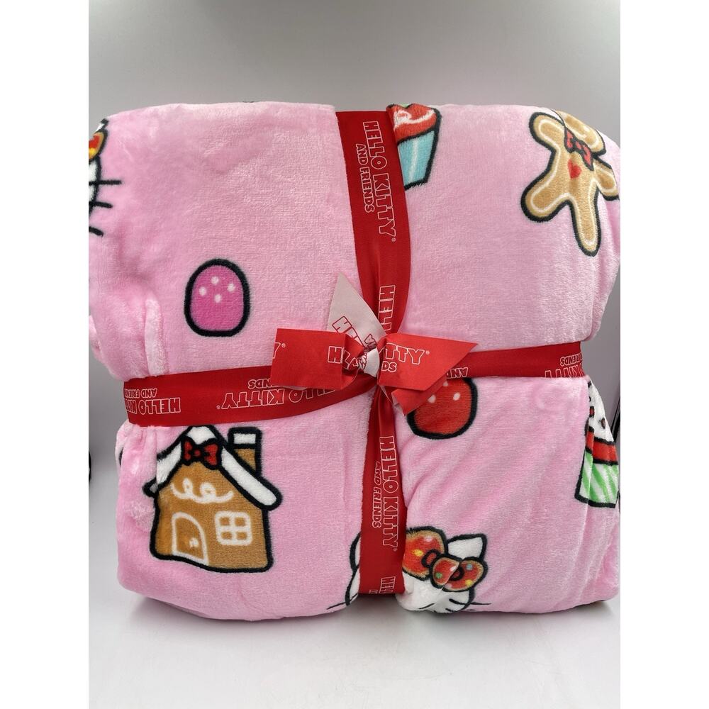 Hello Kitty Holiday Pink Christmas Candyland Twin Blanket 60”x90" NEW WITH TAGS